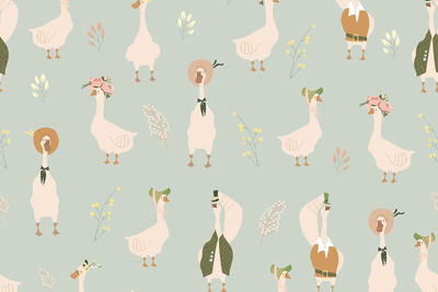 卡通鹅图案 (AI,EPS,JPG,PNG)