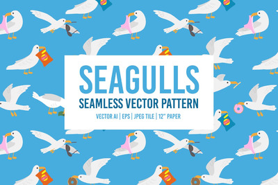 海鸥海鸟无缝图案 (AI,EPS,JPG)