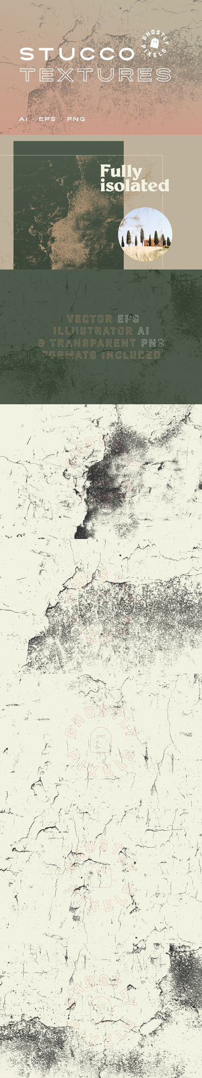 时尚高端清新简约多用途的高品质复古质感矢量背景底纹纹理集合-AI, EPS, PNG