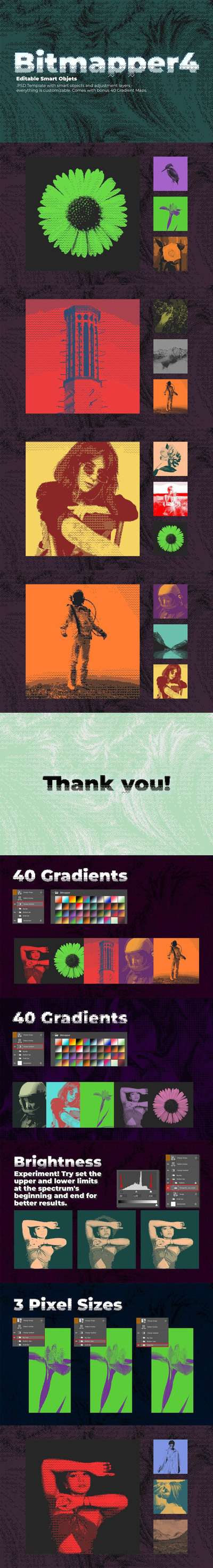 复古扫描半色调位图效果模板 (psd,grd)