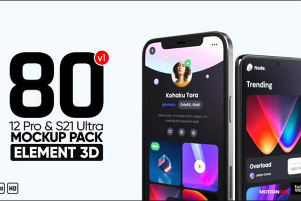 iPhone 12和S21 Ultra手机样机视频AE模板[aep,obj,mtl]