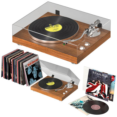 Teac TN-400BT黑胶唱盘和一组唱片3D模型（OBJ,MAX）