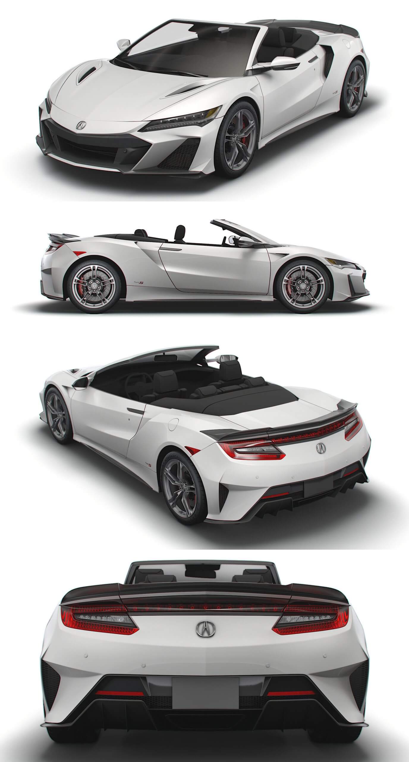 讴歌Acura NSX Type S Cabrio 2022款超跑汽车3D模型（OBJ,FBX,MAX,Blend）