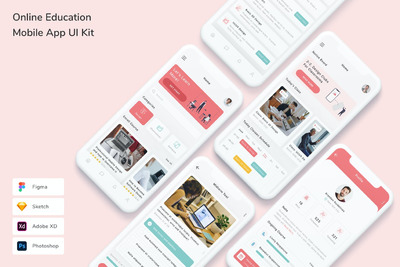 在线教育 App UI Kit (FIG,PSD,SKETCH,XD)