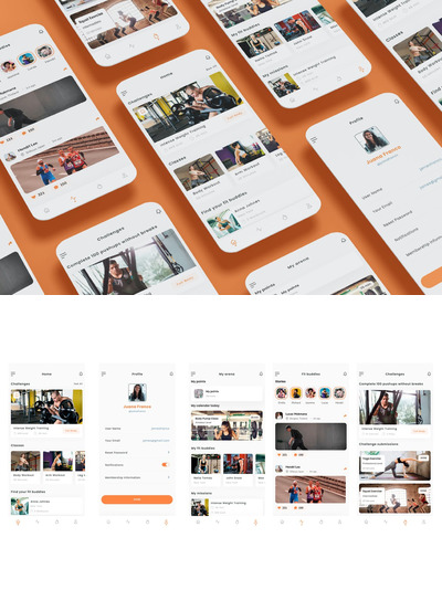 健身和健身房+挑战和课程 (AI,EPS,FIG,PSD,SKETCH,SVG,XD)