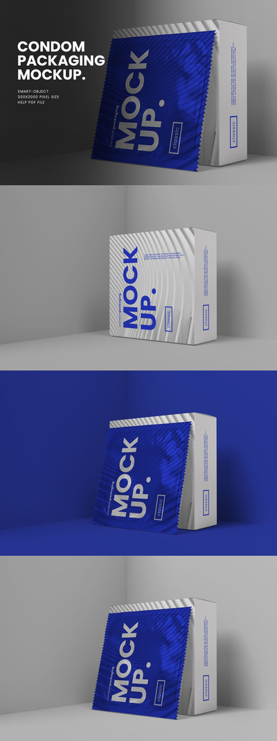 避孕套包装品牌设计样机 (PSD)