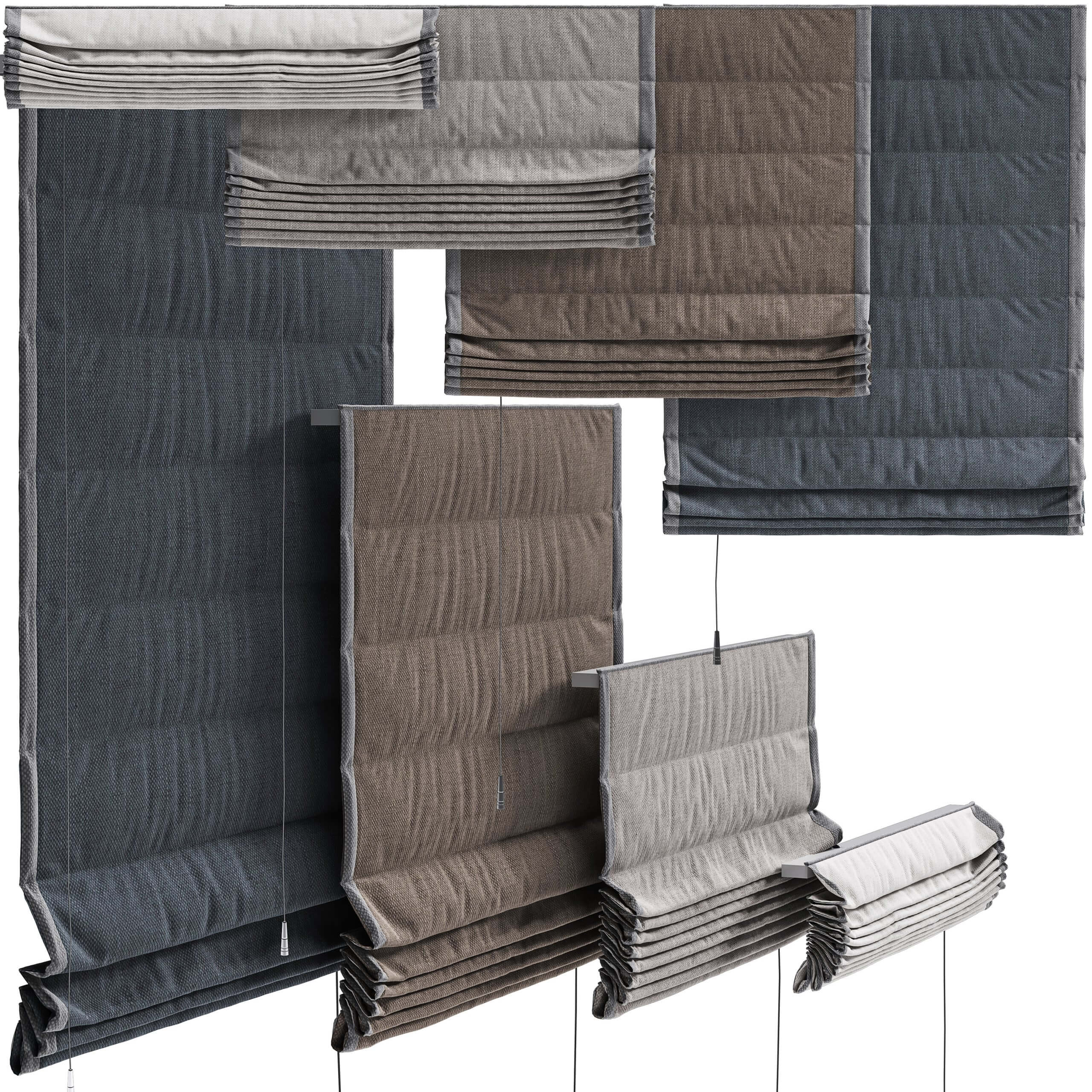 有纹理的现代布艺罗马帘3D模型（OBJ,MAX）