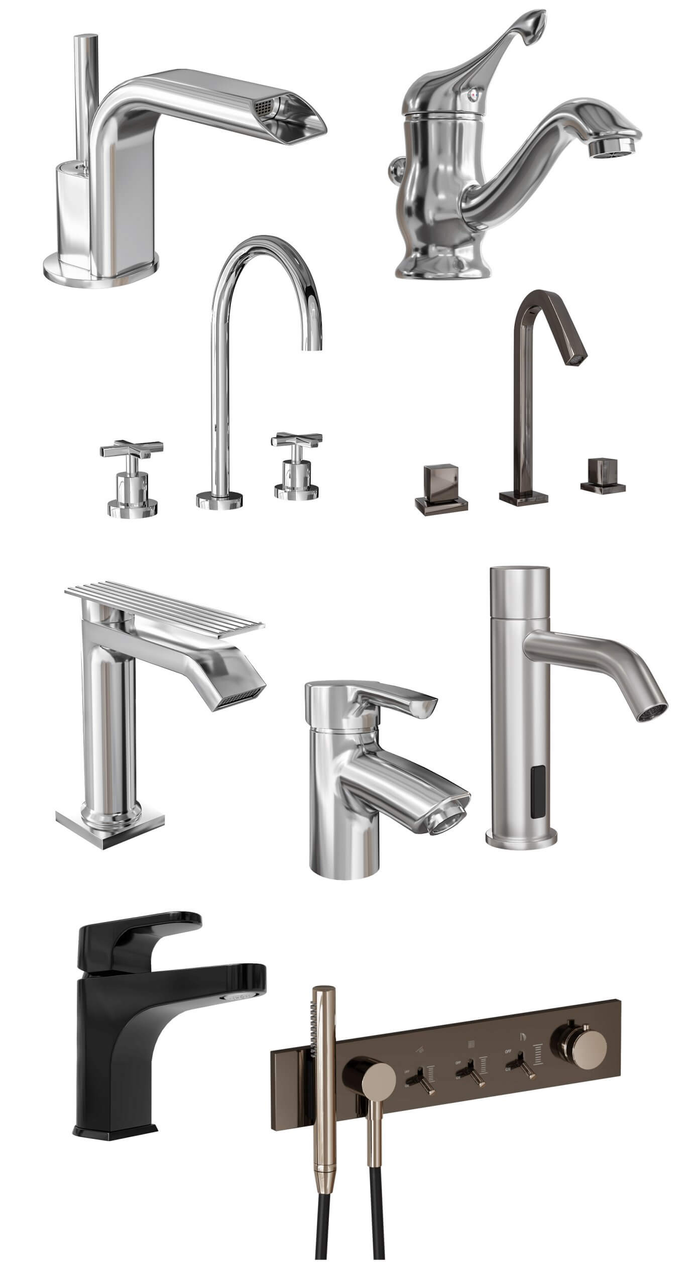 9款Rubinetterie treemme水龙头3D模型（OBJ,FBX,MAX）