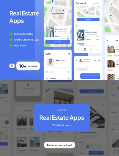干净、现代、极简风格的房地产 App UI Kit (Part 3)