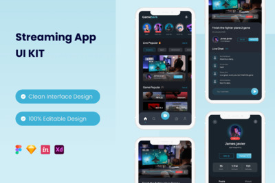 流媒体 App UI Kit (FIG,SKETCH,XD)