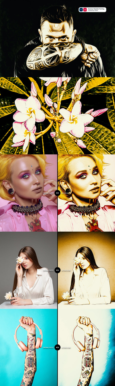 逼真质感的手绘漫画质感photoshop动作预设