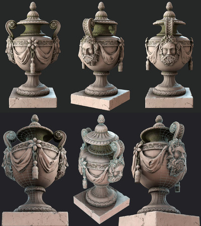 花园装饰性罐子3D模型（OBJ,FBX,MAX）