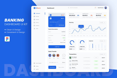 网上银行仪表板后台UI模板 (FIG)