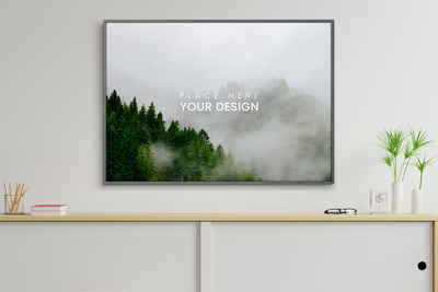 房间墙体框架作品展示样机 (PSD)