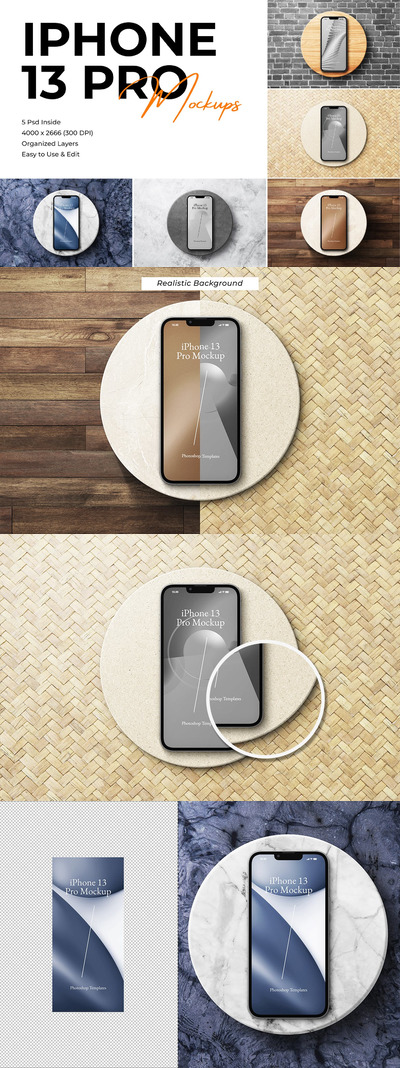 UI屏幕展示iPhone 13 Pro手机样机 (PSD)