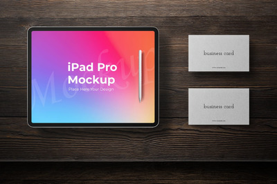 iPad平板电脑&名片展示样机模板 (PSD)