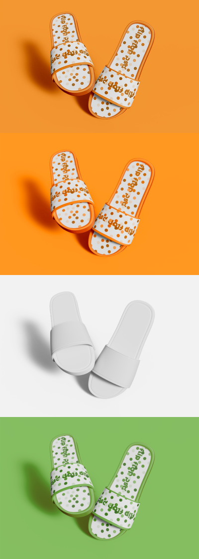 夏天拖鞋品牌图案设计样机模板 (PSD)