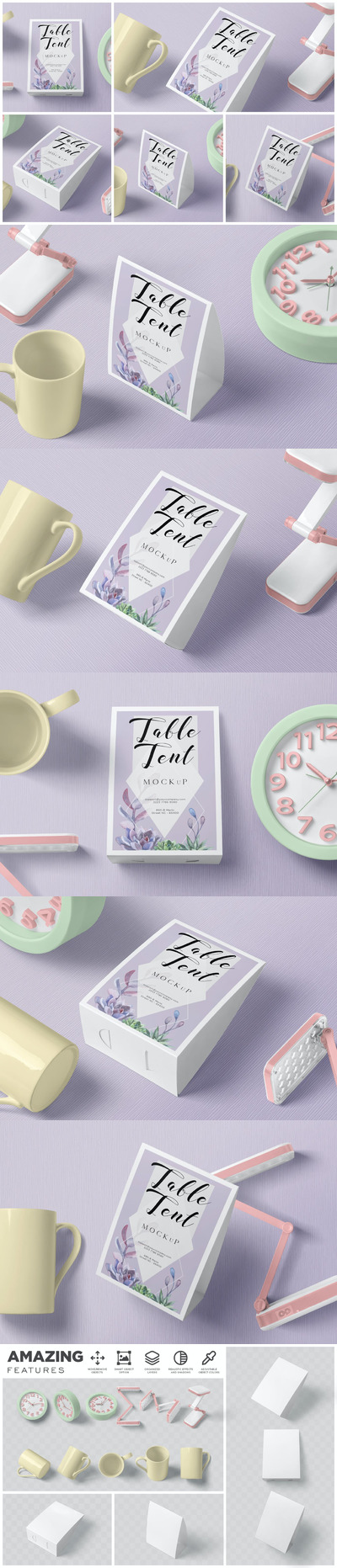 4x6尺寸餐桌卡设计样机 (PSD)