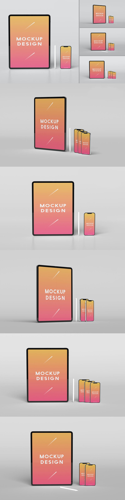 苹果平板电脑&手机屏幕展示样机 (PSD)