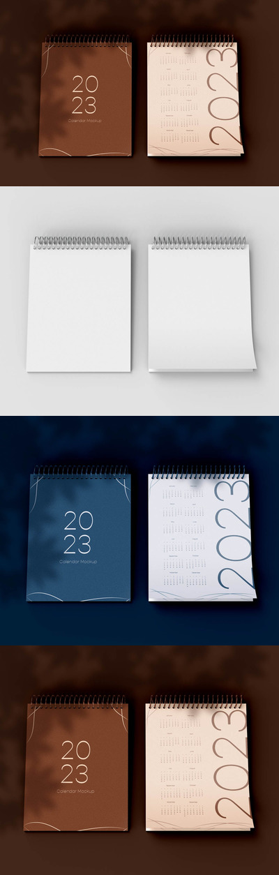 螺旋翻页日历设计样机模板 (PSD)