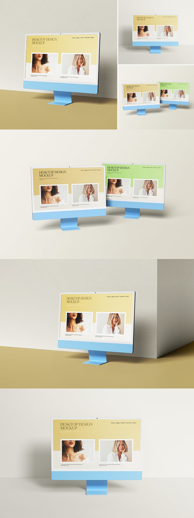 极简主义电脑显示器网站展示样机模板 (PSD)