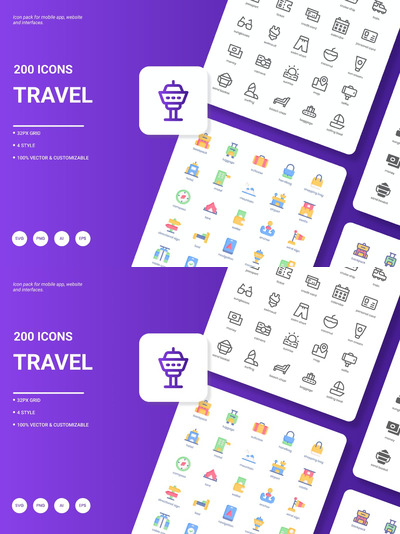 旅游相关图标 (AI,EPS,JPG,PDF,PNG,SVG)