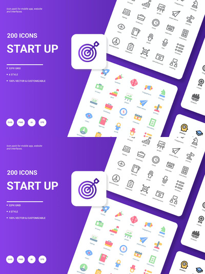 项目启动图标 (AI,EPS,JPG,PDF,PNG,SVG)