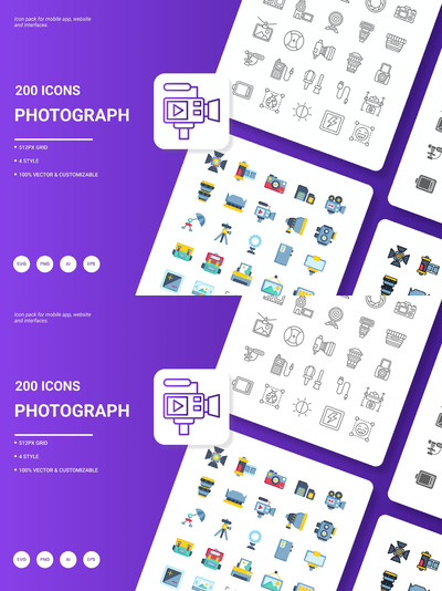 摄影图标包 (AI,EPS,JPG,PDF,PNG,SVG)