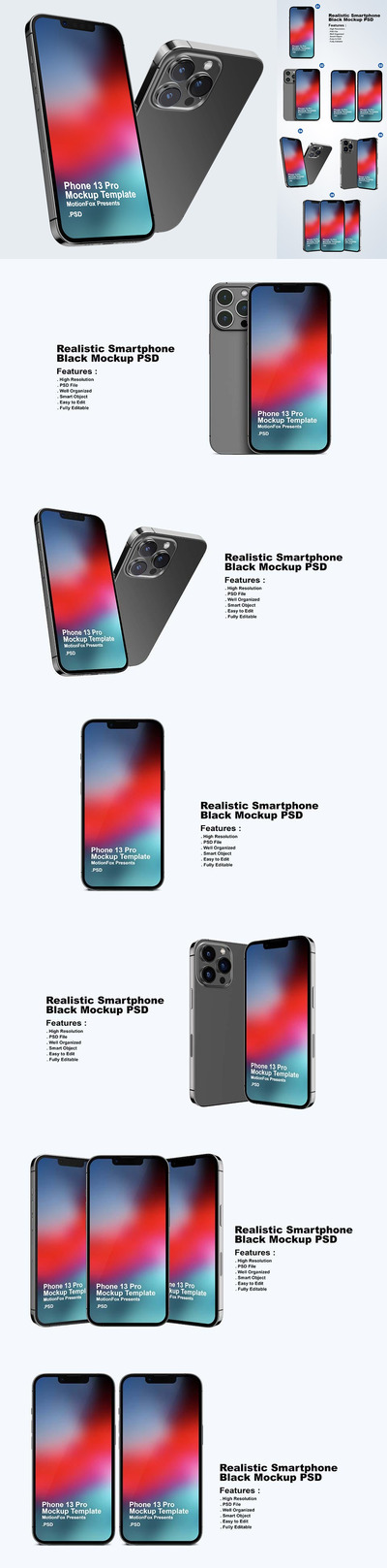 iPhone13 Pro苹果手机样机模板 (PSD)