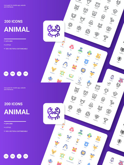 动物图标包 (AI,EPS,JPG,PDF,PSD,SVG)