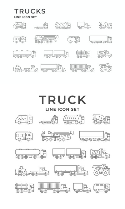 多种卡车图标 (AI,EPS,JPG,PSD)