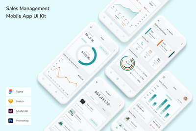 销售管理 App UI Kit (FIG,PSD,SKETCH,XD)