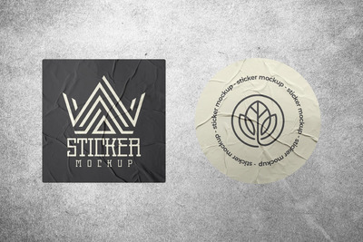 胶合皱纹贴纸Logo展示样机 (PSD)