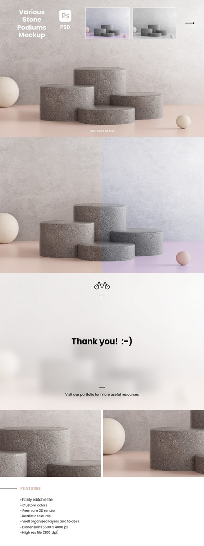 各种高度的讲台舞台产品展示样机 (PSD,JPG)