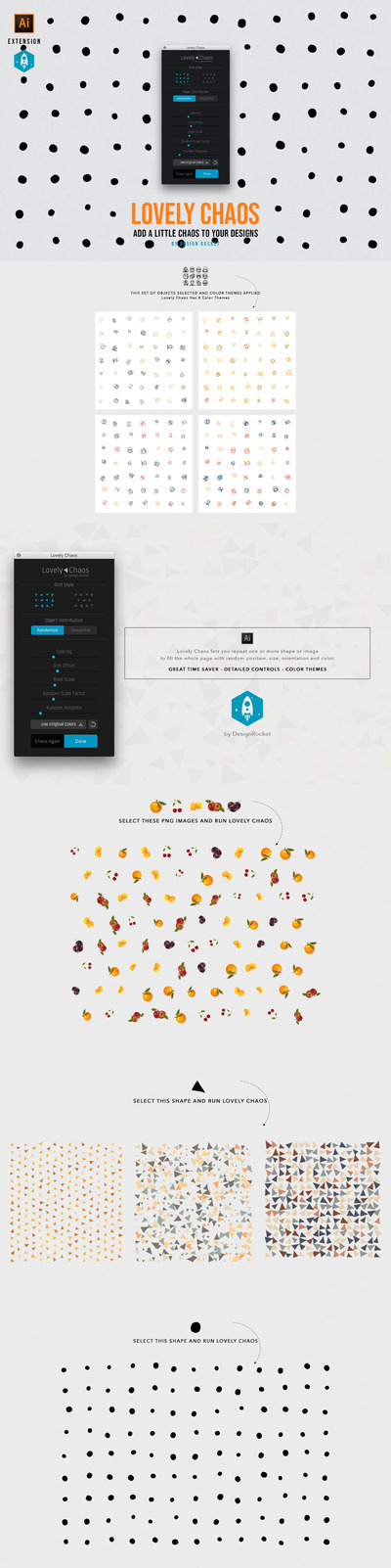 清新时尚可爱的添加无缝随机分布背景底纹纹理illustrator插件