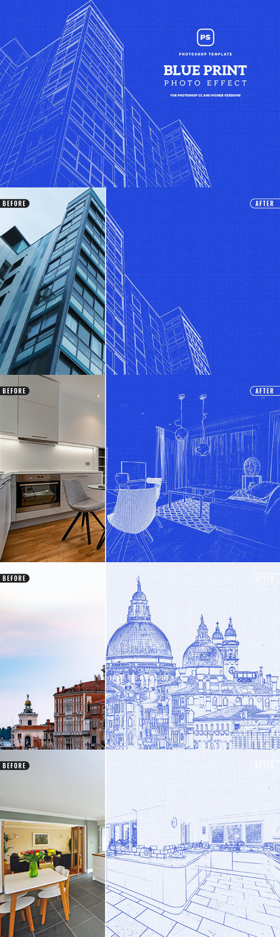 蓝图效果Photoshop图层样式 (PSD)