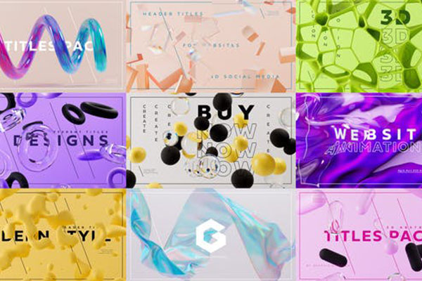 动画抽象3D形状标题视频AE素材包[aep]