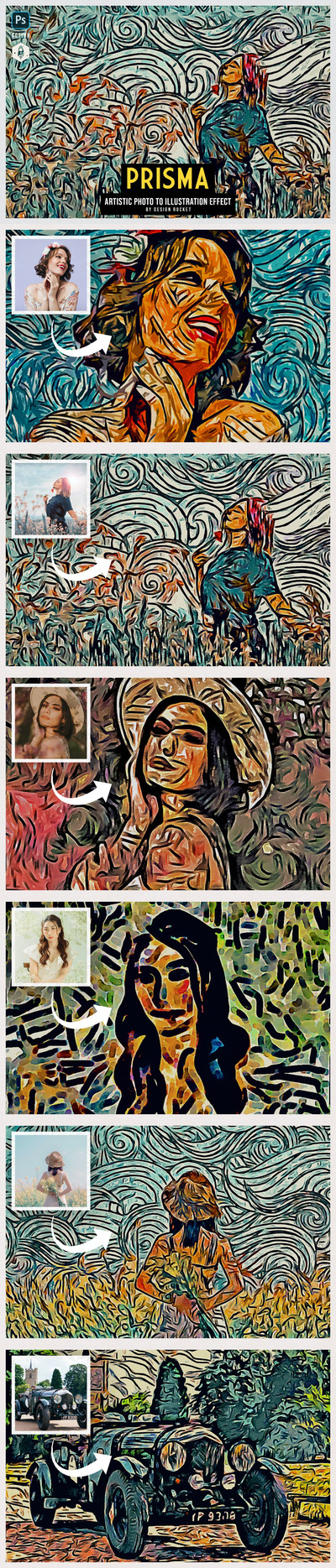 将图片一键转换成梵高星空效果的神奇photoshop动作预设