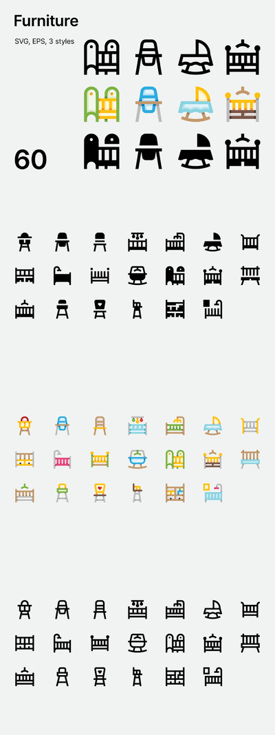 婴儿家具图标 (EPS,SVG)
