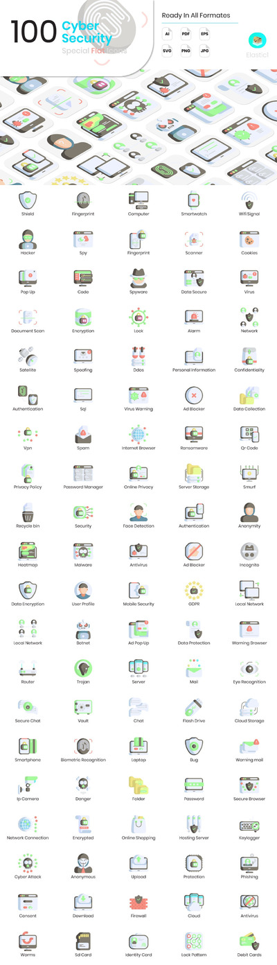 网络安全矢量图标 (AI,EPS,JPG,PDF,PNG,SVG)