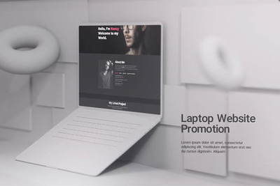 白色粘土场景笔记本电脑样机网页演示视频AE素材[2.05GB]