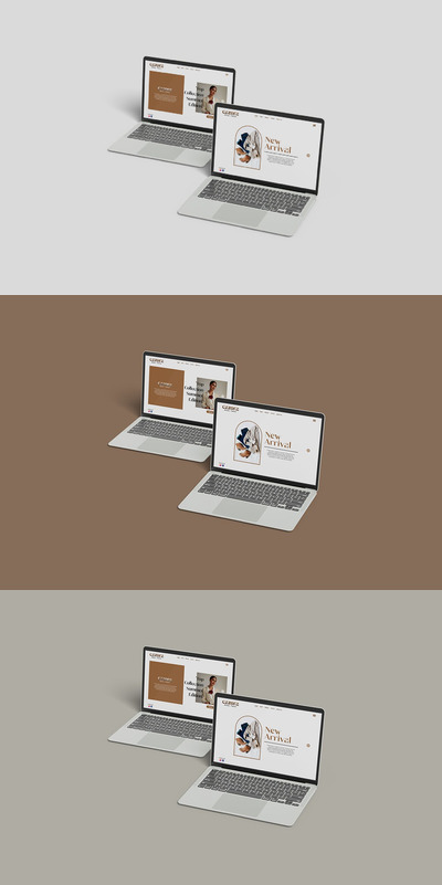 2个笔记本电脑屏幕UI展示样机模板 (PSD)