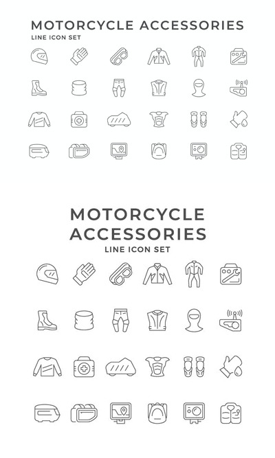 摩托车衣服和配件图标 (AI,EPS,JPG,PSD)