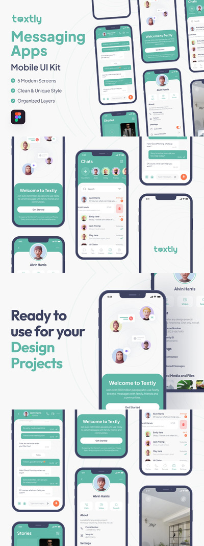 短信/聊天手机App UI Kit (FIG)