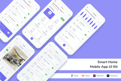 智能家居 App UI Kit (FIG,PSD,SKETCH,XD)