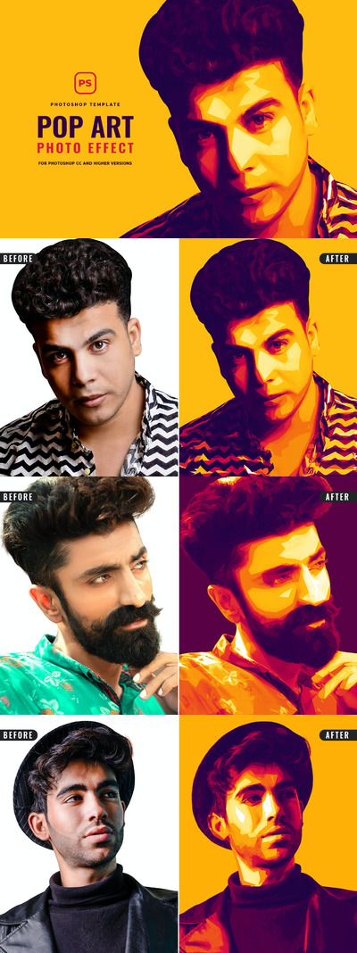 时尚高端时尚波普艺术photoshop动作预设图层样式-PSD