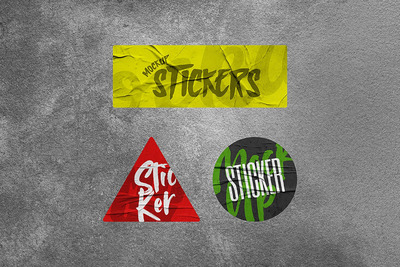 皱纹贴纸标签设计样机 (PSD)