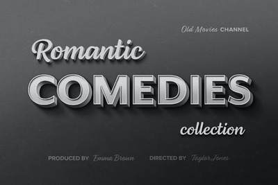 时尚高端黑白电影片名效果立体字图层样式-PSD