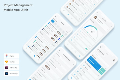 项目管理App UI Kit (FIG,PSD,SKETCH,XD)