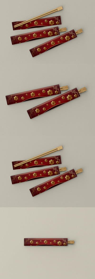 一次性筷子纸套包装设计样机 (PSD)